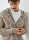 Leez Men's Hooded Zip-Up Cashmere-Wool Coat