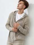 Leez Men's Hooded Zip-Up Cashmere-Wool Coat