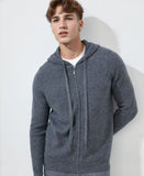 Leez Men's Hooded Zip-Up Cashmere-Wool Coat