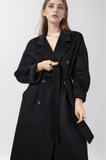 Leez Women's high-end lapel double-breasted long coat made of 100% camel wool