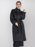 Leez Women's double-breasted long cashmere coat