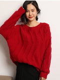 Leez Women's Tassel Pullover Round Neck Cashmere Sweater