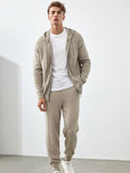 Leez Men's Hooded Zip-Up Cashmere-Wool Coat