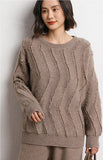 Leez Women's Tassel Pullover Round Neck Cashmere Sweater