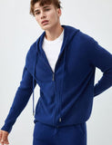 Leez Men's Hooded Zip-Up Cashmere-Wool Coat