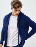 Leez Men's Hooded Zip-Up Cashmere-Wool Coat