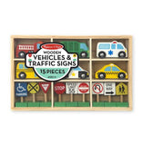 Melissa & Doug, Wooden Vehicles and Traffic Signs, Toys