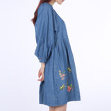 Siero Wear, Flower-embroidery Balloon Denim One-piece, women clothes