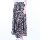 Chiffon flower pattern pleats Skirt