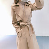 LEEZ Triacetate Mid-length Trench Coat Khaki