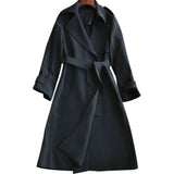 LEEZ Triacetate Mid-length Trench Coat Black