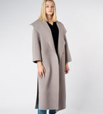 LEEZ Women Double Face Wool Cashmere Coat - Grey