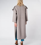 LEEZ Women Double Face Wool Cashmere Coat - Grey