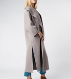 LEEZ Women Double Face Wool Cashmere Coat - Grey