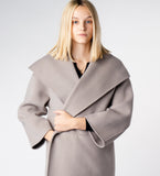 LEEZ Women Double Face Wool Cashmere Coat - Grey