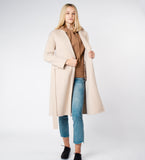 LEEZ Women Belted Double Face Wool Coat - Beige