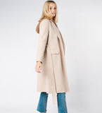 LEEZ Women Belted Double Face Wool Coat - Beige