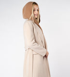 LEEZ Women Belted Double Face Wool Coat - Beige