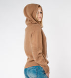 LEEZ Women Wool Hoodie  - Camel