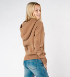 LEEZ Women Wool Hoodie  - Camel