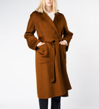 LEEZ Women Double Face Wool-Cashmere Coat - Brown