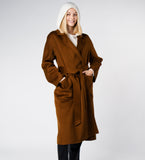 LEEZ Women Double Face Wool-Cashmere Coat - Brown