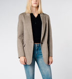 LEEZ Women One-Button Wool Blazer - Oatmeal