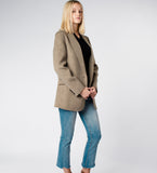 LEEZ Women One-Button Wool Blazer - Oatmeal