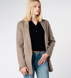 LEEZ Women One-Button Wool Blazer - Oatmeal