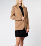 LEEZ Women Merino Wool Blazer - Khaki