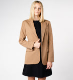 LEEZ Women Merino Wool Blazer - Khaki