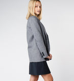 LEEZ Women Wool Blend Blazer - Grey