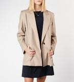 LEEZ Women Wool Blazer - Beige