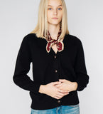 LEEZ Women V-Neck Cardigan in Wool - Black