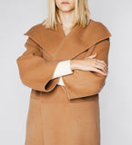 LEEZ Women Double Face Wool Cashmere Coat - Camel