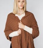 LEEZ Women Oversized Cashmere Wrap - Brown