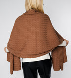 LEEZ Women Oversized Cashmere Wrap - Brown