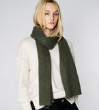 LEEZ Women Knitted Scarf in Cashmere - Olive