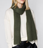 LEEZ Women Knitted Scarf in Cashmere - Olive