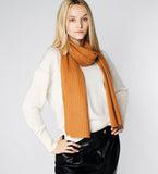 LEEZ Women Knitted Scarf in Cashmere - Orange