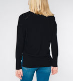 LEEZ Women Cashmere V-Neck Sweater - Black