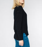 LEEZ Women Cashmere V-Neck Sweater - Black