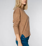 LEEZ Women Cashmere V-Neck Sweater - Camel