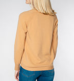 LEEZ Women Merino Wool V-Neck Sweater - Camel