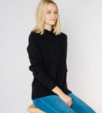 LEEZ Women Cashmere Hoodie  - Black