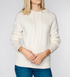 LEEZ V-Neck Hoodie in Cashmere - White