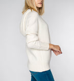 LEEZ V-Neck Hoodie in Cashmere - White