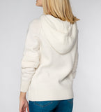 LEEZ V-Neck Hoodie in Cashmere - White