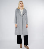 LEEZ Women Mid-length Double Faced Wool Belted Overcoat Gray