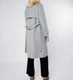 LEEZ Women Mid-length Double Faced Wool Belted Overcoat Gray